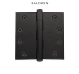 Baldwin 4" Wide Plain Bearing Square Corner Mortise Door Hinge from the Estate Collection - Single Hinge