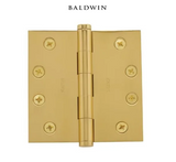 Baldwin 4" Wide Plain Bearing Square Corner Mortise Door Hinge from the Estate Collection - Single Hinge