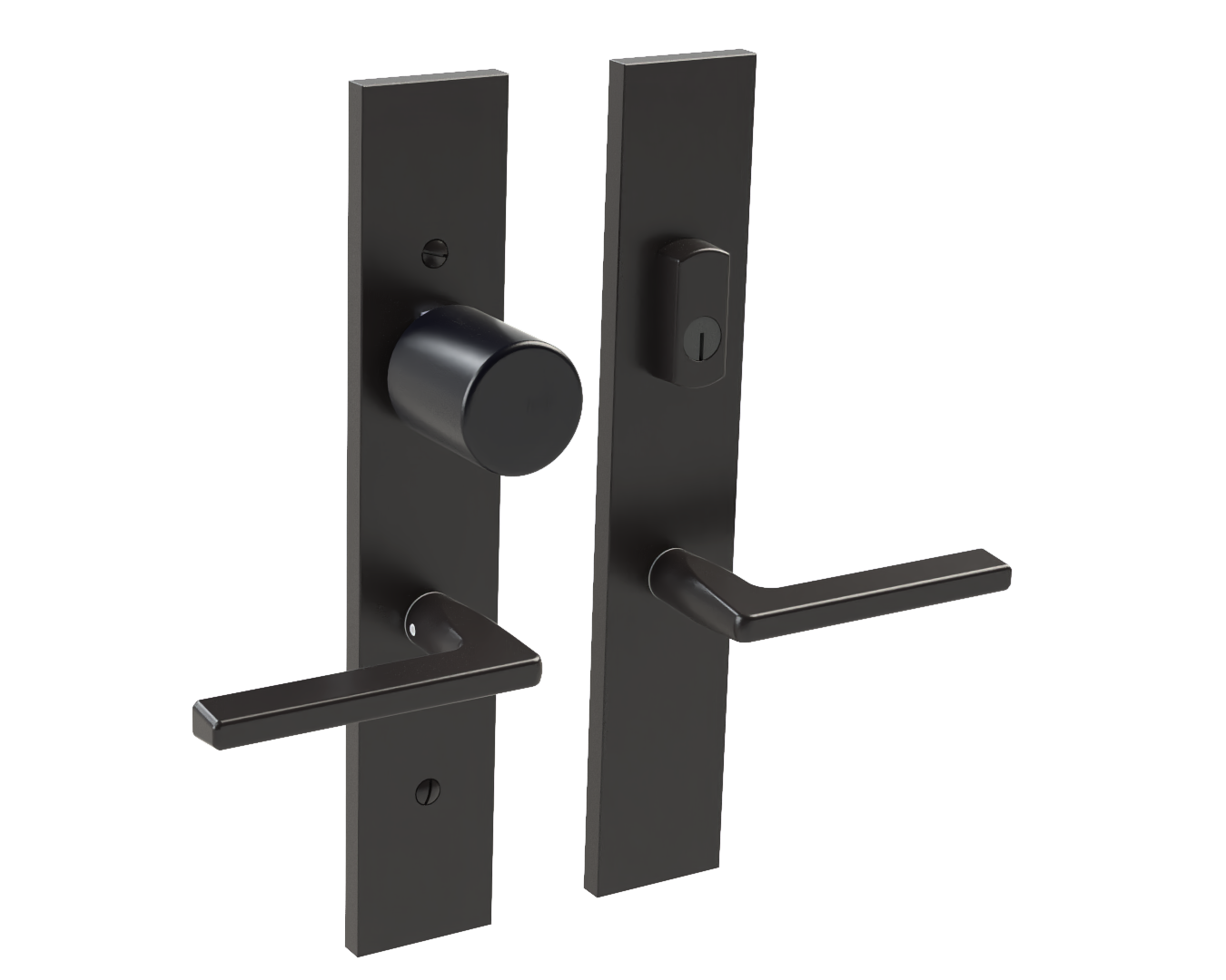 G-U ROMA HANDLE WITH 55 MM PLATE, Handle Sets for Tedee smart lock, Zamac - Black