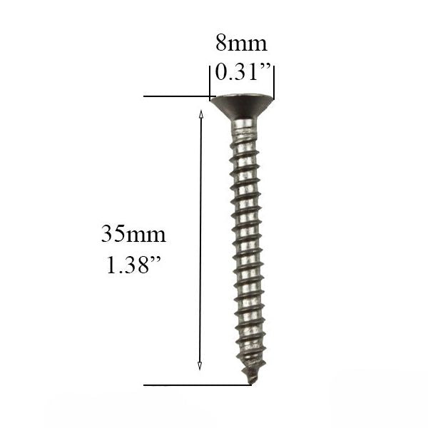 Hoppe Stainless Steel Wood Screw 8mm Head 35mm Length-  8785695