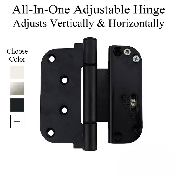 3-5/8 X 4 Adjustable Hinge, All In One (V-H) Nrp Door, Steel Base - 370003