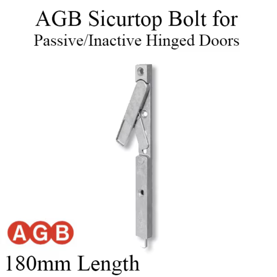 Agb Sicurtop Bolt For Passive Or Inactive Hinged Doors, 180mm Length, 4mm Gap