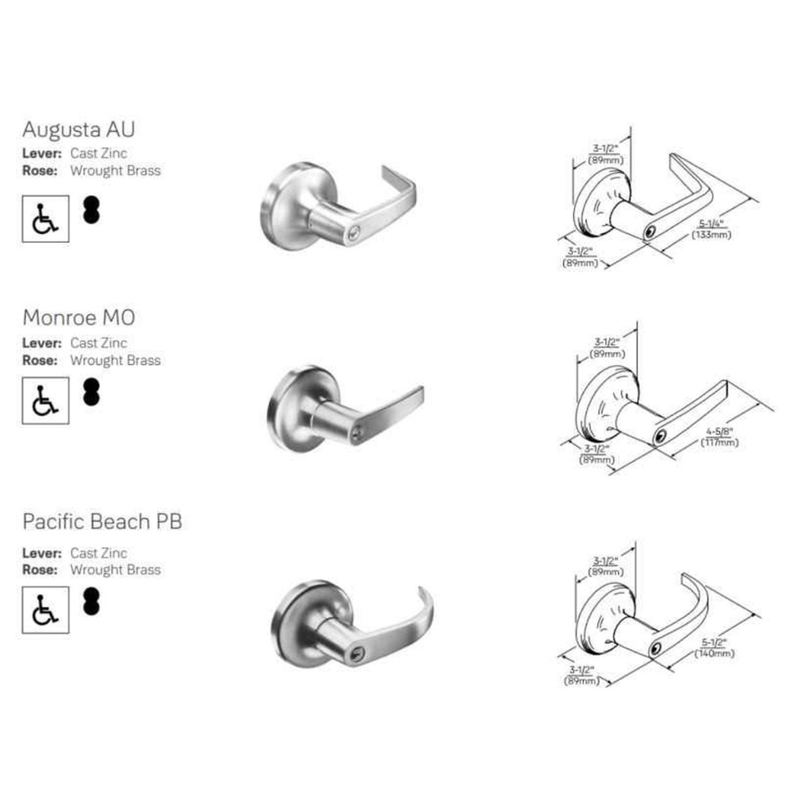 Accentra 4704LN Grade 1 Entry Cylindrical Lever Lock Augusta Trim Design