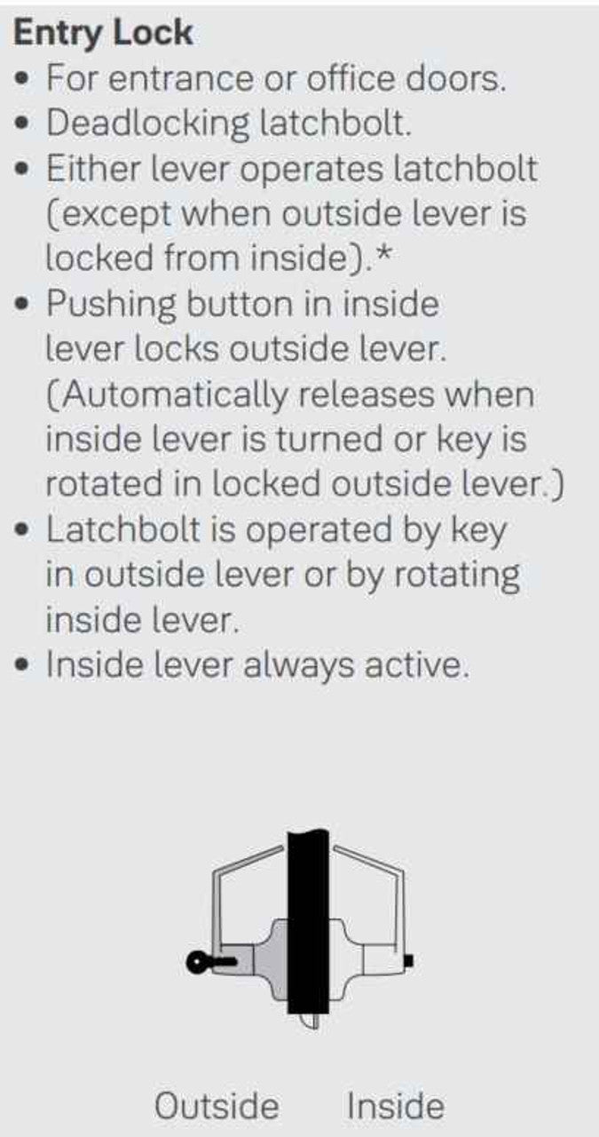 Accentra 4791LN Augusta Grade 1 Fail Secure Electrified Cylindrical Lever Lock