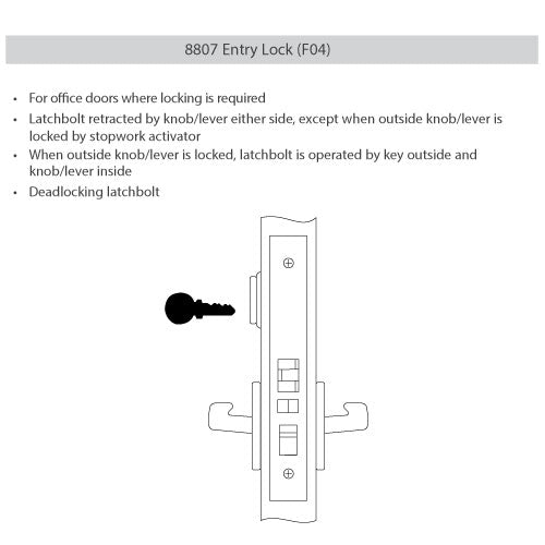 Accentra (formerly Yale) PBR 8807FL Entry Mortise Lock with Pacific Beach Lever, Standard Rose
