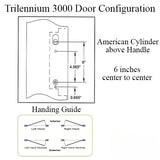 TRILENNIUM 3070, 65-9/16, 8-0 DOOR, LEFT HAND IN SWING, 2-3/8 BACK SET, 7/8" FACE, NO STRIKES