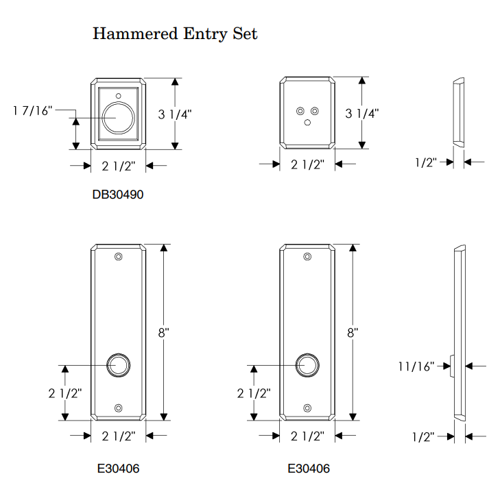 Rocky Mountain Hammered Entry Set 2 1/2″ x 8″