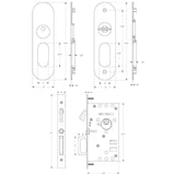 Emtek 2164 Narrow Oval Pocket Door Mortise Locks (2" x 7-1/4") - Passage