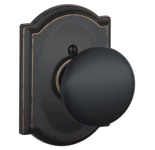 Schlage Residential F170 - Plymouth Knob Half Dummy-Camelot Rose