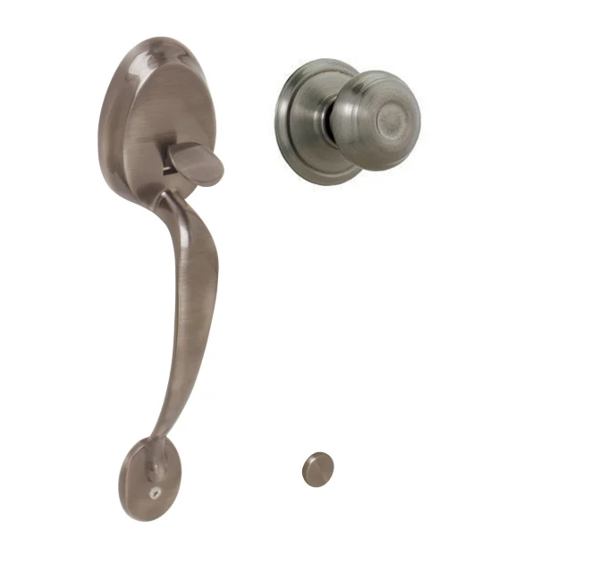Schlage Plymouth Keyed Entry Handleset with a Georgian Interior Knob from the Plymouth Collection