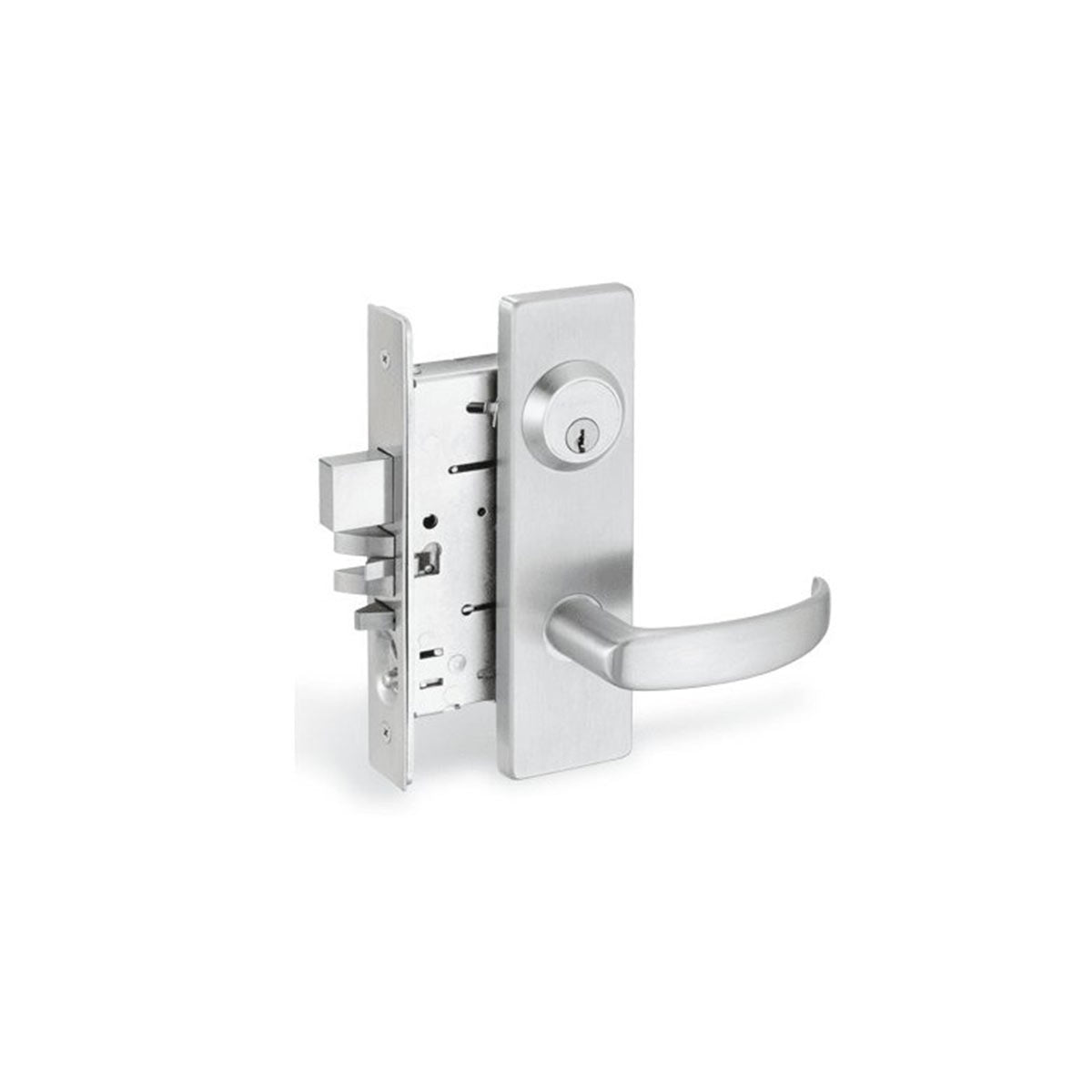 Falcon MA Series Office Keyed Entry Mortise Lock Set with Dane Lever and Gala Rose