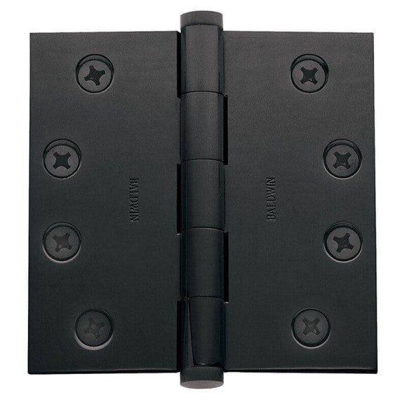 Baldwin 4" Wide Plain Bearing Square Corner Mortise Door Hinge from the Estate Collection - Single Hinge