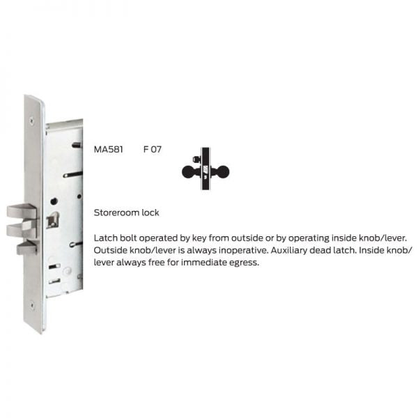 Falcon MA581 LTG Storeroom Mortise Lock, Latitude Lever, Gala Rose
