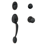 Schlage Plymouth Double Cylinder Handleset with Georgian Interior Knob from the F-Series