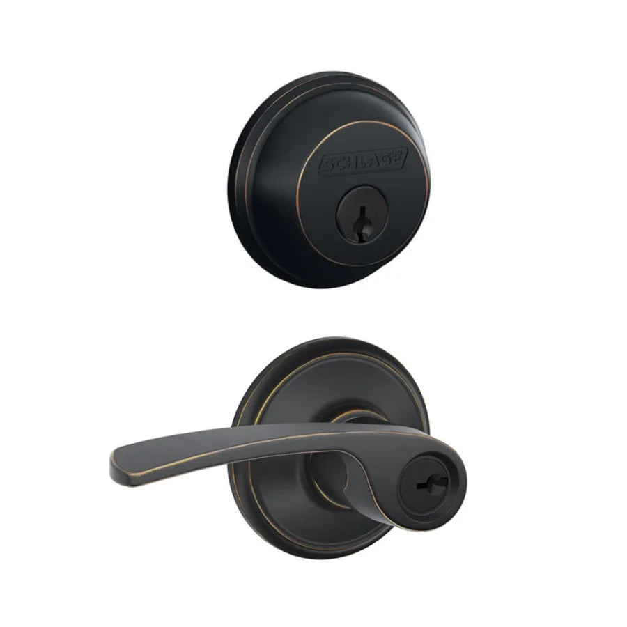 Schlage Merano Single Cylinder Keyed Entry Door Lever Set and Deadbolt Combo