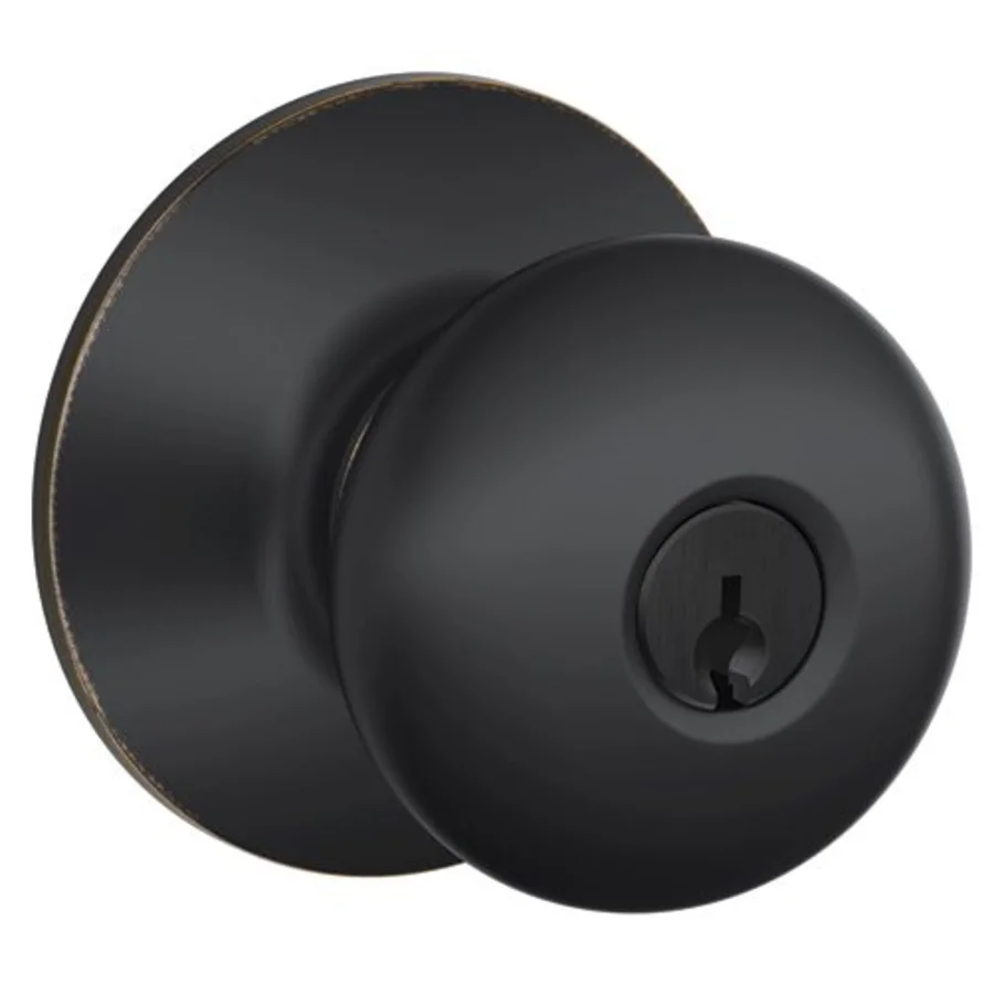 Schlage Residential F51A - Entry Lock - Plymouth Knob, C Keyway with 16211 Latch and 10063 Strike