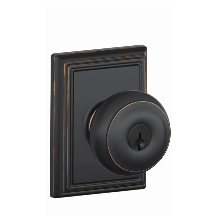 Schlage Residential F51A - Entry Lock - Georgian Knob, C Keyway with 16211 Latch and 10063 Strike - Addison Rose