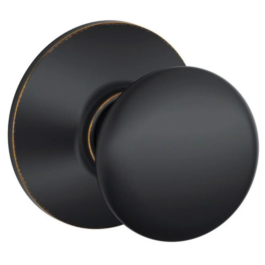 Schlage Residential F10 - Plymouth Knob Passage Lock with 16080 Latch and 10027 Strike- Kinsler Rose