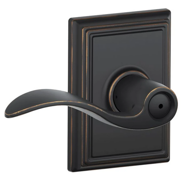 Schlage Accent Privacy Door Lever Set with Decorative Addison Trim