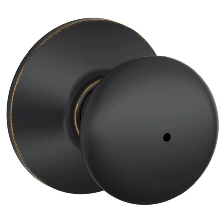 Schlage Residential F40 - Privacy Lock - Plymouth Knob, 16080 Latch and 10027 Strike - Kinsler Rose