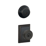 Schlage Bowery Single Cylinder Keyed Entry Door Knob Set and Deadbolt Combo with Addison Rose