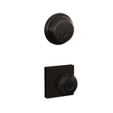 Schlage Plymouth Single Cylinder Keyed Entry Door Knob Set and Deadbolt Combo with Collins Rose