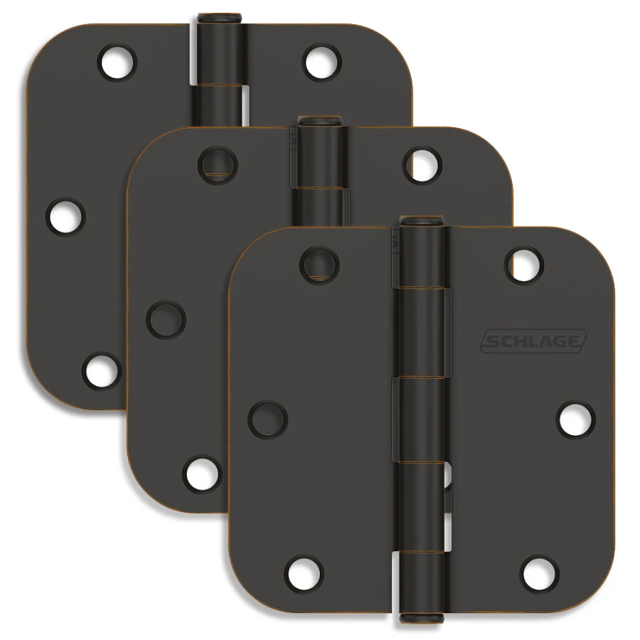 Schlage Residential Pack of Three 3.5" x 3.5" 5/8" Radius Corner Plain Bearing Mortise Hinges