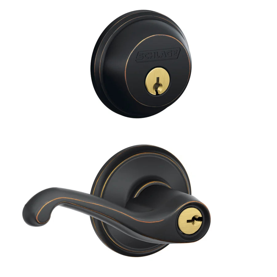 Schlage Flair Keyed Entry Leverset and Deadbolt Combo from the FB-Series