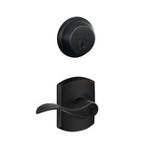 Schlage Accent Single Cylinder Keyed Entry Door Lever Set and Deadbolt Combo with Greenwich Rose