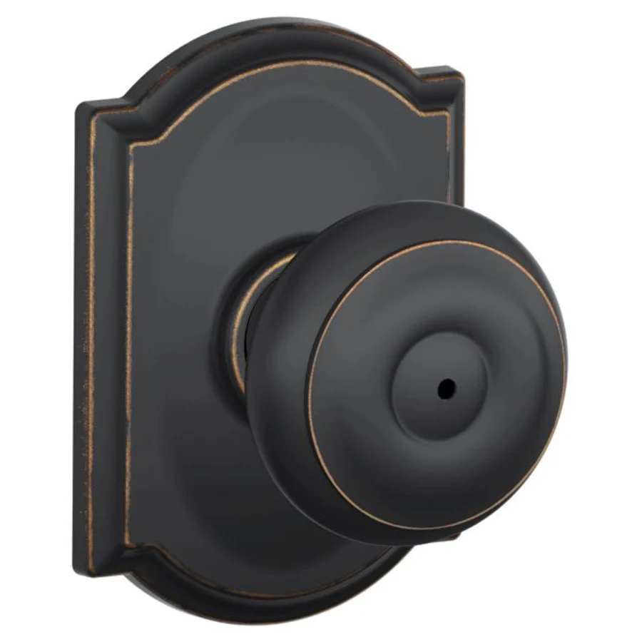 Schlage Residential F40 - Privacy Lock - Georgian Knob, 16080 Latch and 10027 Strike - Camelot Trim
