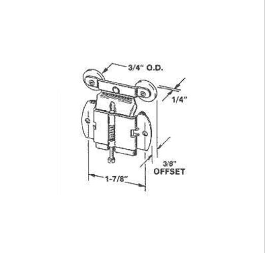 Roller, Wardrobe Door, 3/4 Inch Tandem Wheel, 3/8 Inch Offset - 25399