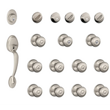 Schlage Plymouth Complete House Door Hardware Package with Georgian Interior Knobs and Single Cylinder Exterior Front Door Handleset