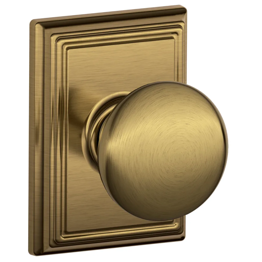 Schlage Residential F10 - Plymouth Knob Passage Lock with 16080 Latch and 10027 Strike - Addison Trim