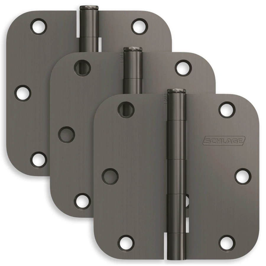 Schlage Residential Pack of Three 3.5" x 3.5" 5/8" Radius Corner Plain Bearing Mortise Hinges