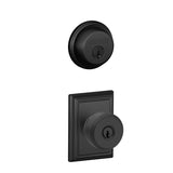 Schlage Bowery Single Cylinder Keyed Entry Door Knob Set and Deadbolt Combo with Addison Rose