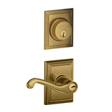 Schlage Flair Single Cylinder Keyed Entry Door Lever Set and Addison Deadbolt Combo with Addison Rose