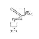 WEATHERSTRIP, T-SLOT Q-LON FOAM-FILLED, .187" BACKING X .480" REACH