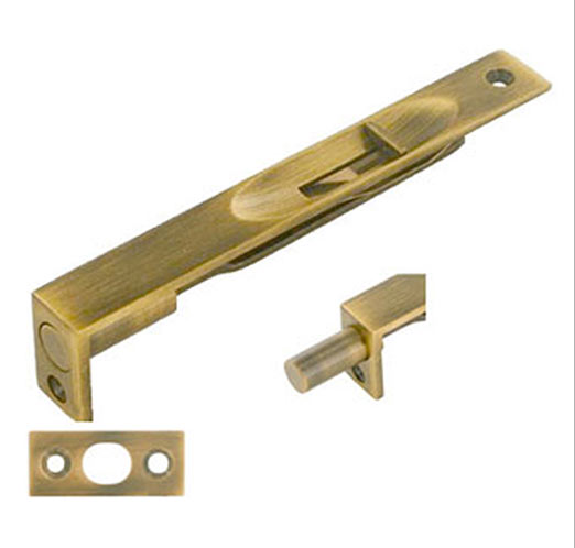 6" Flush Bolt Square Corner, Solid Brass - 362001