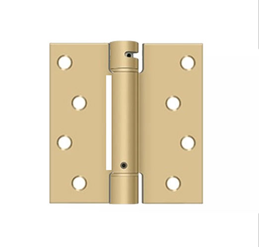 Single Action Spring Hinge 4 X 3-3/4 Square Corner, 1 Pair - Brushed/Satin Brass - 363606