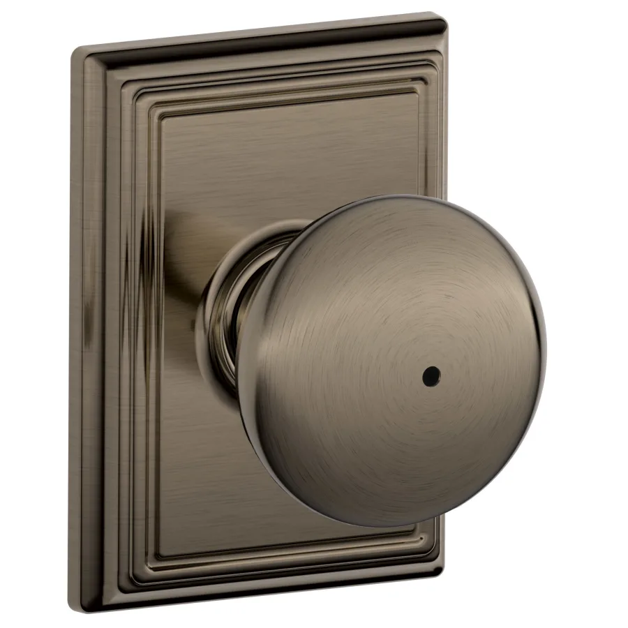 Schlage Residential F40 - Privacy Lock - Plymouth Knob, 16080 Latch and 10027 Strike - Addison Trim