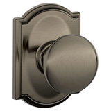 Schlage Residential F10 - Plymouth Knob Passage Lock with 16080 Latch and 10027 Strike - Camelot Trim