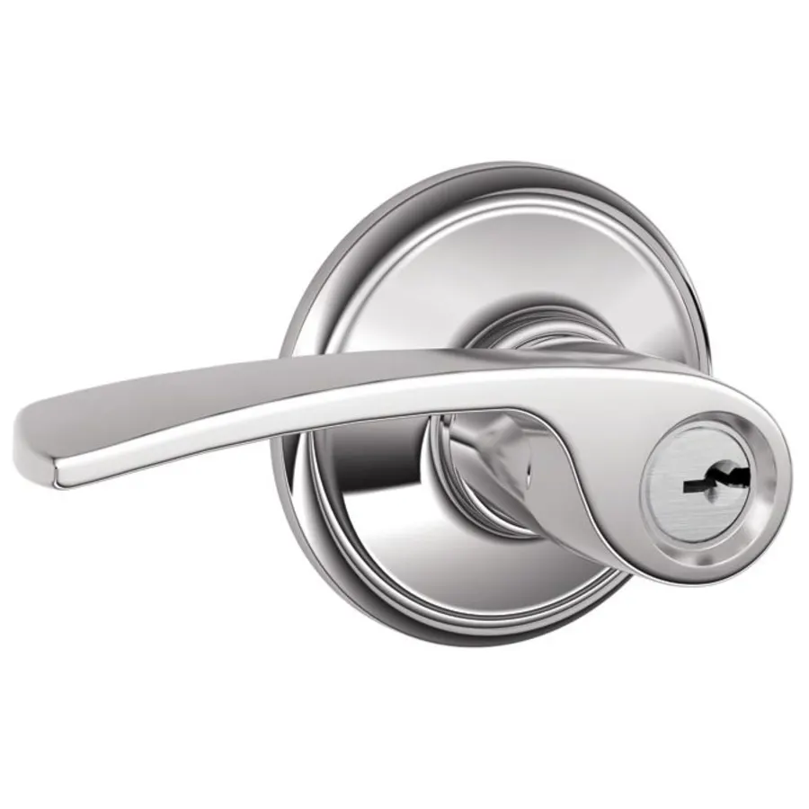 Century Satin Nickel Single Cylinder Deadbolt with Left Handed Merano Lever  Door Handleset