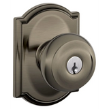 Schlage Residential F51A - Entry Lock - Georgian Knob, C Keyway with 16211 Latch and 10063 Strike - Camelot Rose