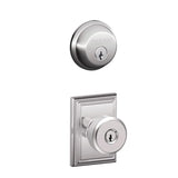 Schlage Bowery Single Cylinder Keyed Entry Door Knob Set and Deadbolt Combo with Addison Rose