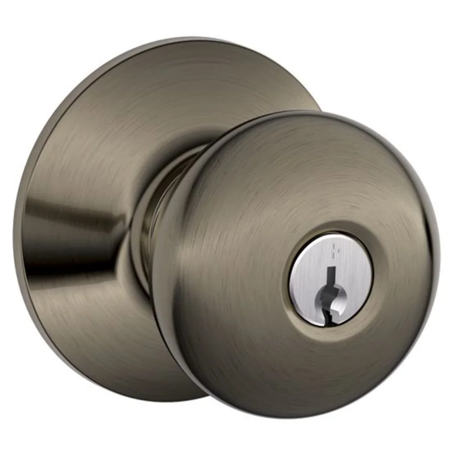 Schlage Residential F51A - Entry Lock - Plymouth Knob, C Keyway with 16211 Latch and 10063 Strike