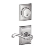 Schlage Flair Single Cylinder Keyed Entry Door Lever Set and Addison Deadbolt Combo with Addison Rose