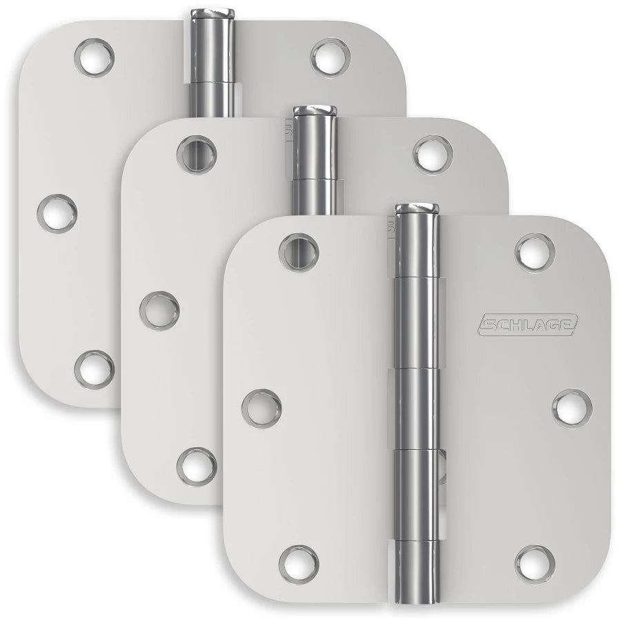 Schlage Residential Pack of Three 3.5" x 3.5" 5/8" Radius Corner Plain Bearing Mortise Hinges