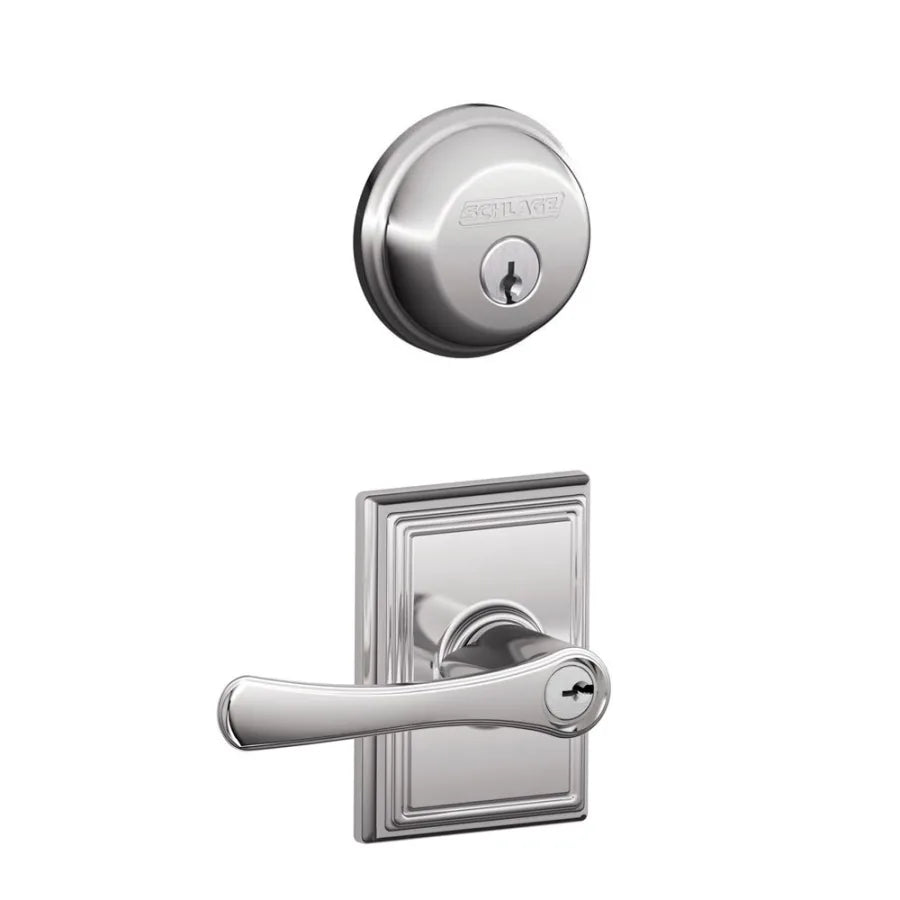 Schlage Avila Single Cylinder Keyed Entry Door Lever Set and Deadbolt Combo with Addison Rose