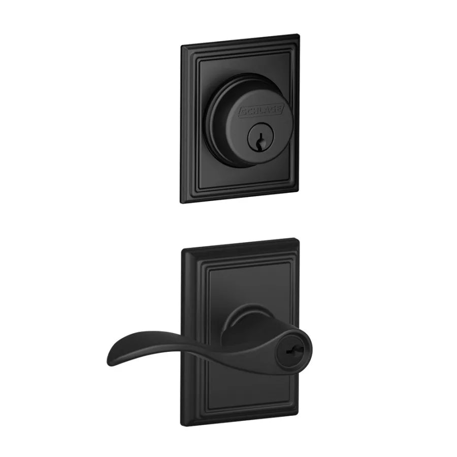 Schlage Accent Single Cylinder Keyed Entry Door Lever Set and Addison Deadbolt Combo with Addison Rose