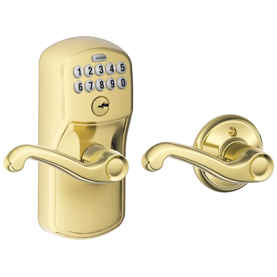 Schlage Residential FE575 - Plymouth Keypad Entry Auto-Lock Set with Flair Lever